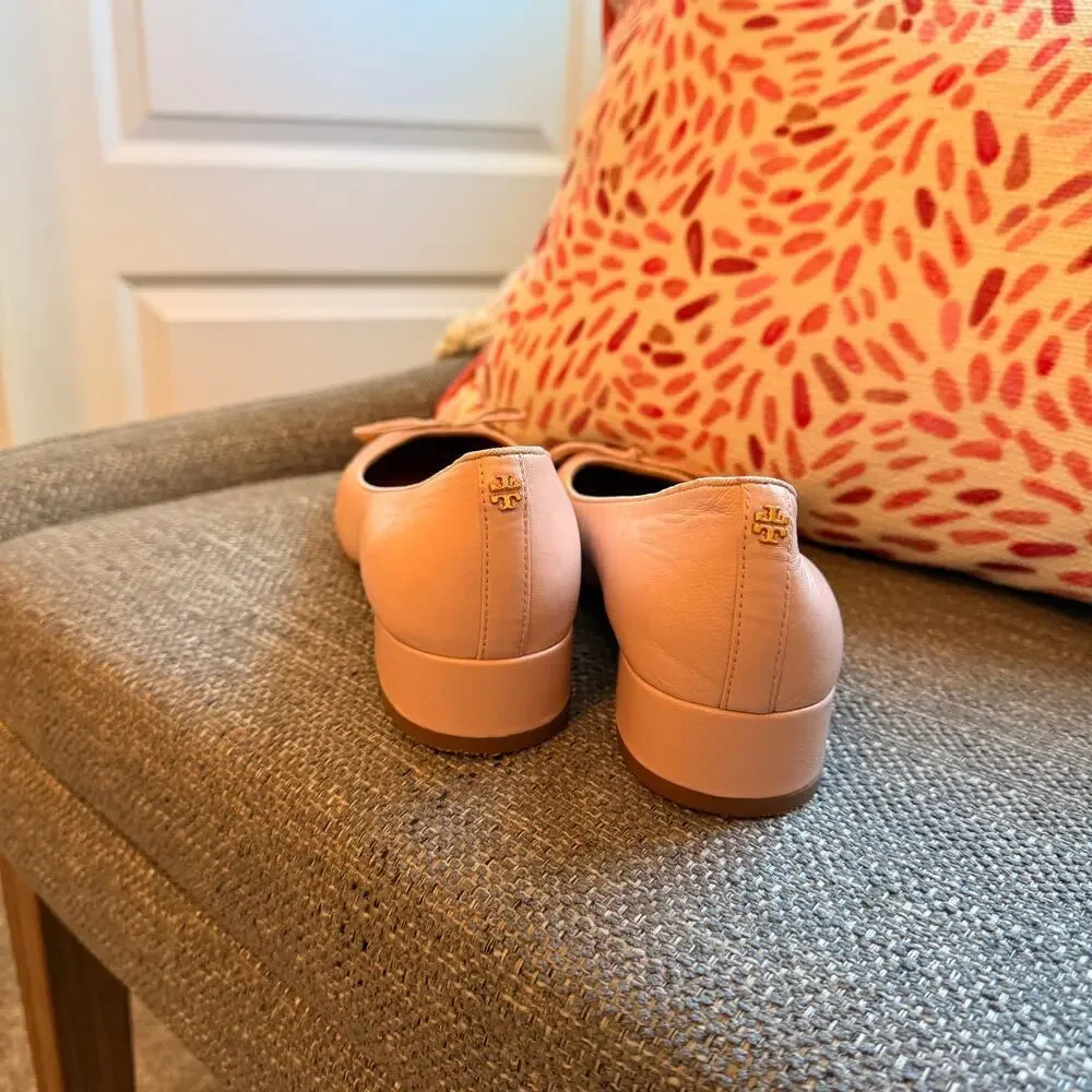 Tory Burch Women's Pink Ballet Block Heel with bow Size 6.5
